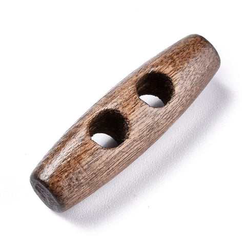 BeadsBalzar Craft Store DARK BROWN Natural Wood Buttons, Horn Toggle Buttons, 2-Hole, for Sewing Accessories, 40mm