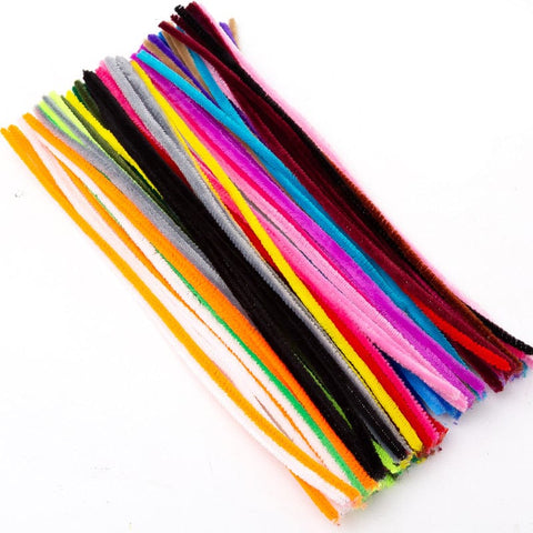 BeadsBalzar Craft Store DIY Plush Sticks – Chenille Stems / Pipe Cleaners – Mixed Color – 300mm – 100pcs/Bag – Kids Craft Material