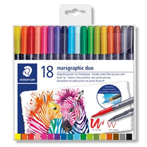 BeadsBalzar Craft Store Fibre Tip Pen Marsgraphic – 2 Tips – 18pcs Wallet – Dual-Tip for Precision & Creativity
