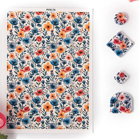 BeadsBalzar Craft Store FLOWERS Polymer Clay Earrings Water Transfer Paper, Clay Pendant Decoration, Water Soluble Stickers