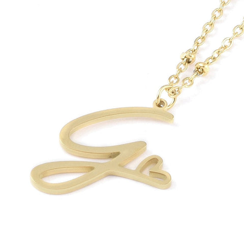 BeadsBalzar Craft Store G 304 Stainless Steel Letter & Heart Necklace – Personalized Pendant Jewelry 40-45cm long