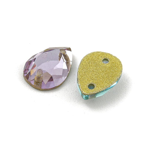 BeadsBalzar Craft Store Glass Sew on Rhinestone, 2-Hole Links, Faceted, Costume Accessories, Teardrop, 6x8mm