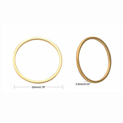 BeadsBalzar Craft Store GOLDEN 304 Stainless Steel Linking Rings – 20mm, 0.8mm Thick | Jewelry Making & DIY Crafts