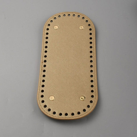 BeadsBalzar Craft Store GOLDENROD Oval PU Leather Bag Bottom Shaper Pad – Knitting & Crochet Purse Base with Iron Nails, 223x102x9mm