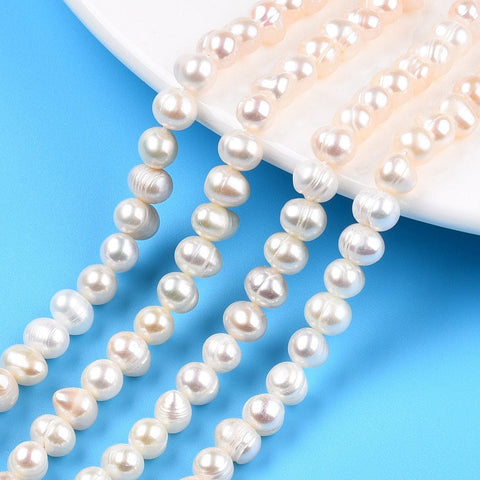 BeadsBalzar Craft Store Grade AB Natural Cultured Freshwater Pearl Beads Strands, Potato, Seashell Color