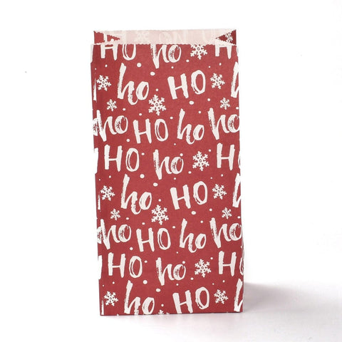 BeadsBalzar Craft Store HO HO HO Christmas Theme Rectangle Paper Bags, No Handle, for Gift & Food Package 12x7.5x23cm