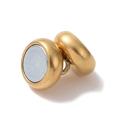 BeadsBalzar Craft Store ION GOLD PLATED 304 Stainless Steel Magnetic Clasps with Loops, Rondelle 10.5x7mm
