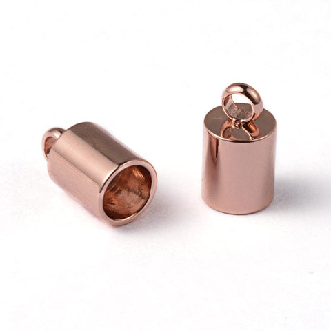 BeadsBalzar Craft Store Ion Plated 304 Stainless Steel Cord End, End Caps, Column, Rose Gold