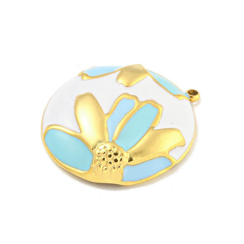 BeadsBalzar Craft Store Ion Plated 304 Stainless Steel Pendants, with Enamel 26mm