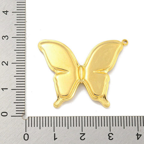 BeadsBalzar Craft Store Ion Plated 304 Stainless Steel Pendants, with Enamel, Real 18K Gold Plated, Butterfly Charm