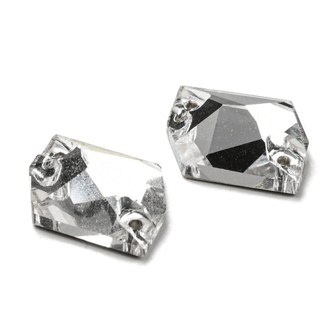 BeadsBalzar Craft Store Irregular Rhombus Sew on Rhinestone, 2 Hole Links, Flat Back & Back Plated