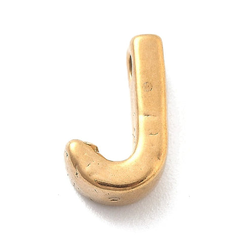 BeadsBalzar Craft Store J Ion Plated 304 Stainless Steel Slider Charm pendants, Letters, Real 18K Gold Plated