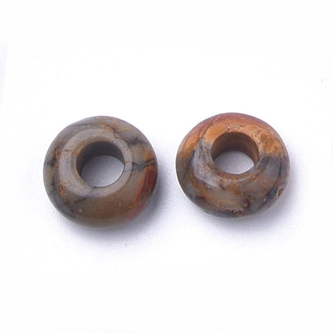 BeadsBalzar Craft Store JASPER PICASSO Natural Semi-Precious European Large Hole Beads 13-14mm