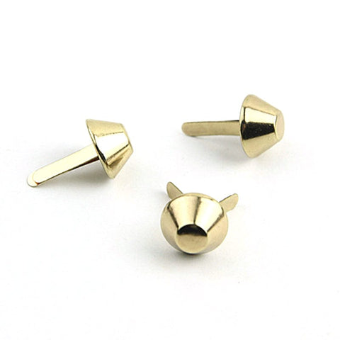BeadsBalzar Craft Store LIGHT GOLD Iron Purse Handbag Feet Cone Studs – Mushroom Shape Spike Nailheads Brad – 12mm Diameter