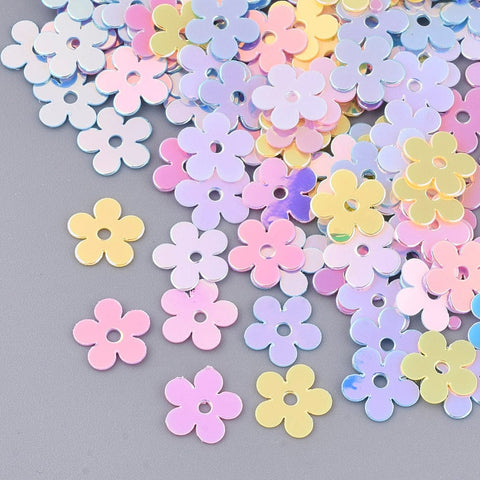 BeadsBalzar Craft Store LIGHTER COLOR Ornament Accessories, PVC Plastic Paillette/Sequins Beads, Flower, Mixed Color