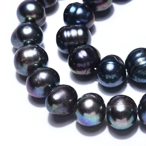 BeadsBalzar Craft Store Natural Cultured Freshwater Pearl Beads Strands, Dyed, Potato, Prussian Blue 6-8mm