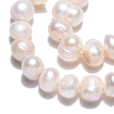 BeadsBalzar Craft Store Natural Cultured Freshwater Pearl Beads Strands, Potato, Seashell Color 6-7.5mm