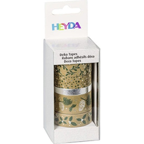 BeadsBalzar Craft Store NATURAL GOLD SILVER GREEN Brunnen Heyda KPrandell Deco Tapes – Natural Decorative Washi Tape Set for Crafts & Scrapbooking