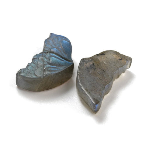 BeadsBalzar Craft Store Natural Labradorite Carved Cabochons, Butterfly Wing