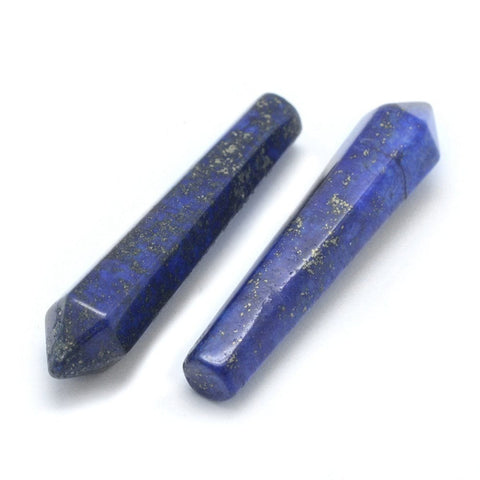 BeadsBalzar Craft Store Natural Lapis Lazuli Pointed Beads, Healing Stones, Bullet, Undrilled/No Hole Beads
