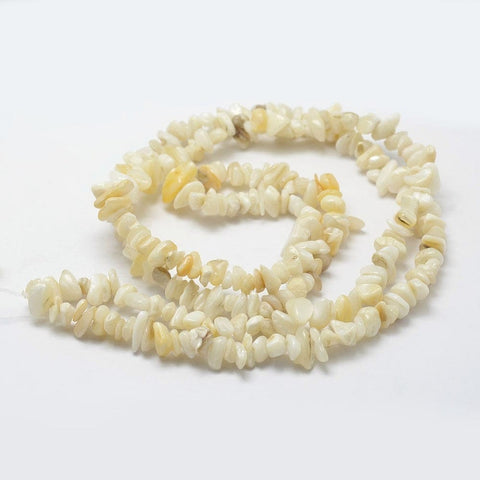 BeadsBalzar Craft Store Natural Shell Chip Beads Strand – Light Yellow | 7–13mm Wide, 80cm Strand