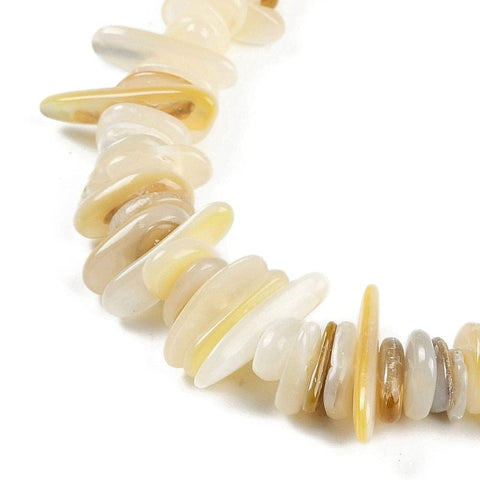 BeadsBalzar Craft Store Natural Trochus Shell Chip Beads Strand – Light Yellow | 7–19mm