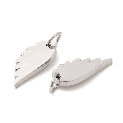 BeadsBalzar Craft Store Non-Tarnish 304 Stainless Steel Wing Charms with Jump Ring – 14.5mm