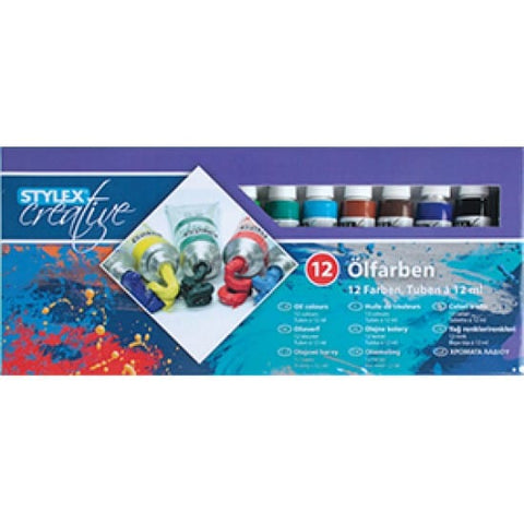 BeadsBalzar Craft Store Oil Paint Set – 12 Vibrant Colors, 12ml Tubes – Artist Quality for Canvas, Paper & Board