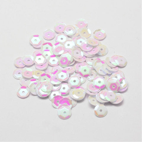 BeadsBalzar Craft Store Plastic Paillette Beads – Semi-Cupped Sequins with Center Hole, White, 4mm, Pack for DIY Crafts & Sewing