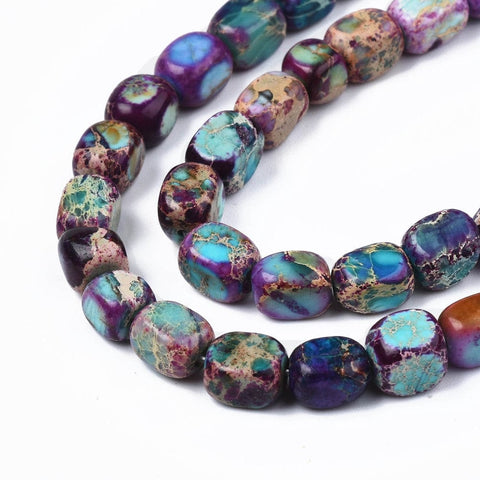 BeadsBalzar Craft Store PURPLE Natural Regalite/Imperial Jasper/Sea Sediment Jasper Beads Strands, Dyed, Cuboid