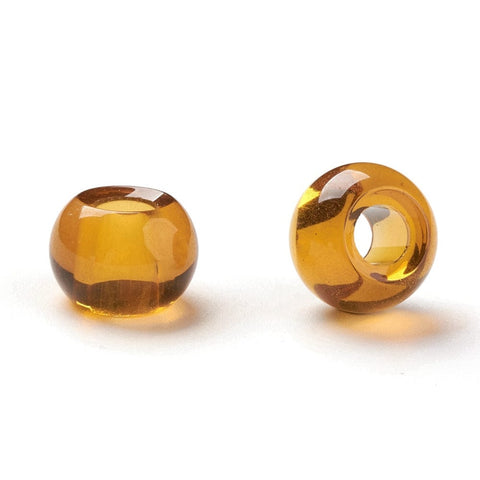 BeadsBalzar Craft Store SANDY BROWN Glass European Beads, Large Hole Beads, Rondelle 14-15mm