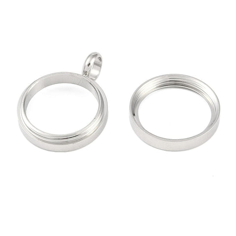 BeadsBalzar Craft Store STAINLESS STEEL 304 Stainless Steel Locket Pendants, with Glass, Flat Round Charm for photo