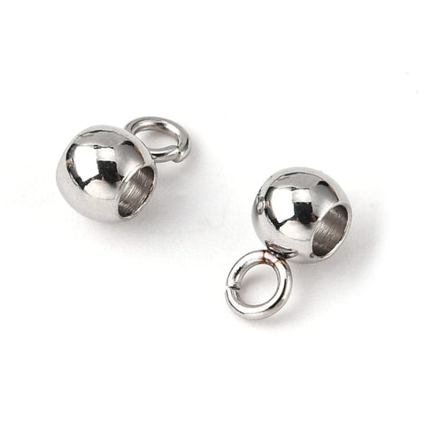 BeadsBalzar Craft Store Tarnish Resistant 304 Stainless Steel Tube Bails, Loop Bails, Rondelle Bail Beads 3.5x7mm