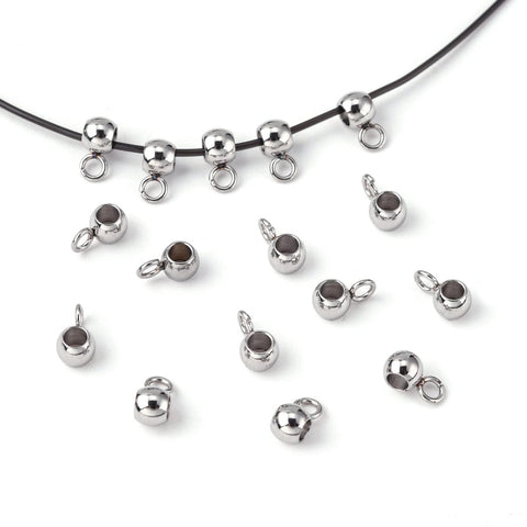 BeadsBalzar Craft Store Tarnish Resistant 304 Stainless Steel Tube Bails, Loop Bails, Rondelle Bail Beads 3.5x7mm