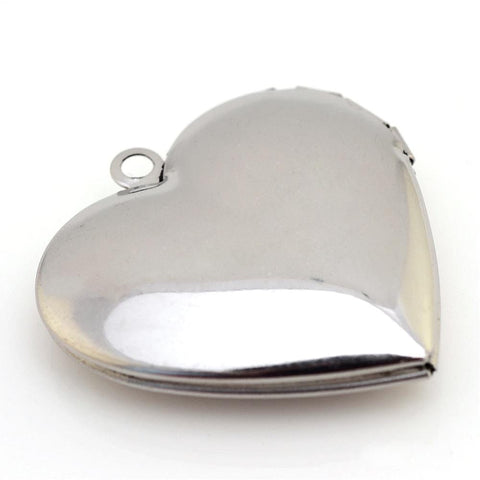 BeadsBalzar Craft Store Tarnish Resistant 316 Stainless Steel Photo Locket Pendants, Heart, 21x17mm