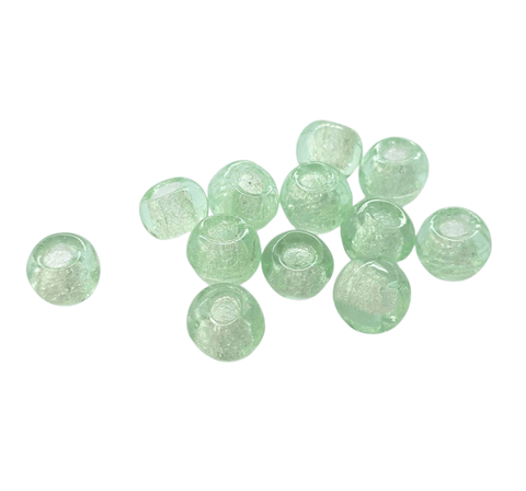 BeadsBalzar Craft Store TRANSPARENT LIGHT GREEN Furnace Big hole Glass Beads 8x5mm – Oval Craft Beads for Jewelry Making, Beading & DIY Project