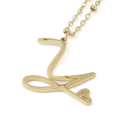 BeadsBalzar Craft Store Y 304 Stainless Steel Letter & Heart Necklace – Personalized Pendant Jewelry 40-45cm long