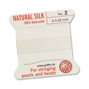BeadsBalzar Beads & Crafts (010102) GRIFFIN SLK BD CORD WHITE SIZE 2- 2M- 0.45MM (2 MTRS)