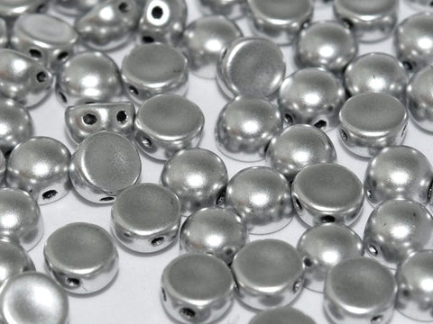 BeadsBalzar Beads & Crafts (2HC-01700) 2-HOLE CABOCHON 6 MM ALUMINIUM SILVER