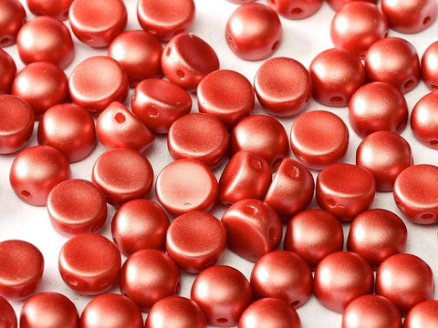 BeadsBalzar Beads & Crafts (2HC-02010-25010) 2-HOLE CABOCHON 6 MM ALABASTER PASTEL DARK CORAL