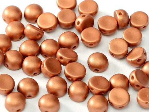 BeadsBalzar Beads & Crafts (2HC-02010-29410) 2-HOLE CABOCHON 6 MM ALABASTER METALLIC BRONZE