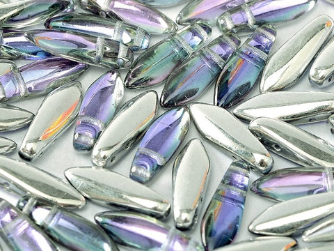 BeadsBalzar Beads & Crafts (2HGD-00030-26536) 2-HOLE GLASS DAGGERS 5 X 16 MM CRYSTAL VITRAIL LIGHT