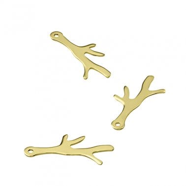BeadsBalzar Beads & Crafts 3 MICRON GOLD PLATED (925-LP69-3GP) (925-LP69-S) SILVER 925 17MM CORAL CHARMS WITH 1 HOLE (2 PCS)