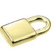 BeadsBalzar Beads & Crafts 3 MICRON GOLD PLATED (925-PP72-3GP) (925-PP72-X) SILVER 925 5X10MM PADLOCK CHARM (1 PC)