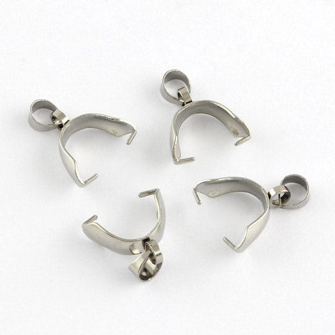 BeadsBalzar Beads & Crafts 304 Stainless Steel Ice Pick & Pinch Bails, Stainless Steel Color (SB4699)