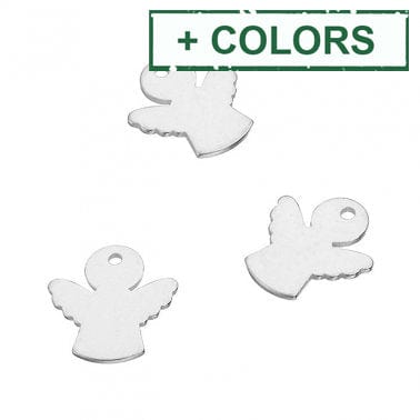 BeadsBalzar Beads & Crafts (925-AP70-X) SILVER 925 10MM ANGEL CHARMS WITH 1 HOLE (2 PCS)