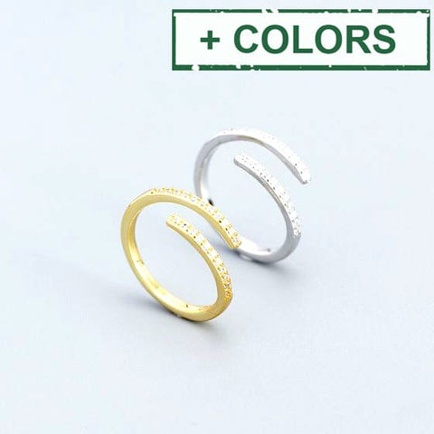 BeadsBalzar Beads & Crafts (925-BR04-X) Simple Duo Stagger CZ 925 Sterling Silver Adjustable Ring (1 PC)