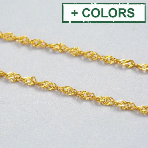 BeadsBalzar Beads & Crafts (925-BT18-G) Water Wave Twisted Links Sterling Silver Chain 925 Silver 16" (1 PC)