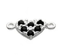 BeadsBalzar Beads & Crafts (925-HT82-SB) SILVER 925 7,8MM HEART CHARM WITH BLACK ZIRCONIUM AND 2 RINGS (1 PC)