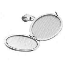 BeadsBalzar Beads & Crafts (925-L97-S) SILVER 925 5MM ROUND ENGRAVABLE PHOTO LOCKET (21MM) WITH CHAIN PENDANT BAIL (1 PC)